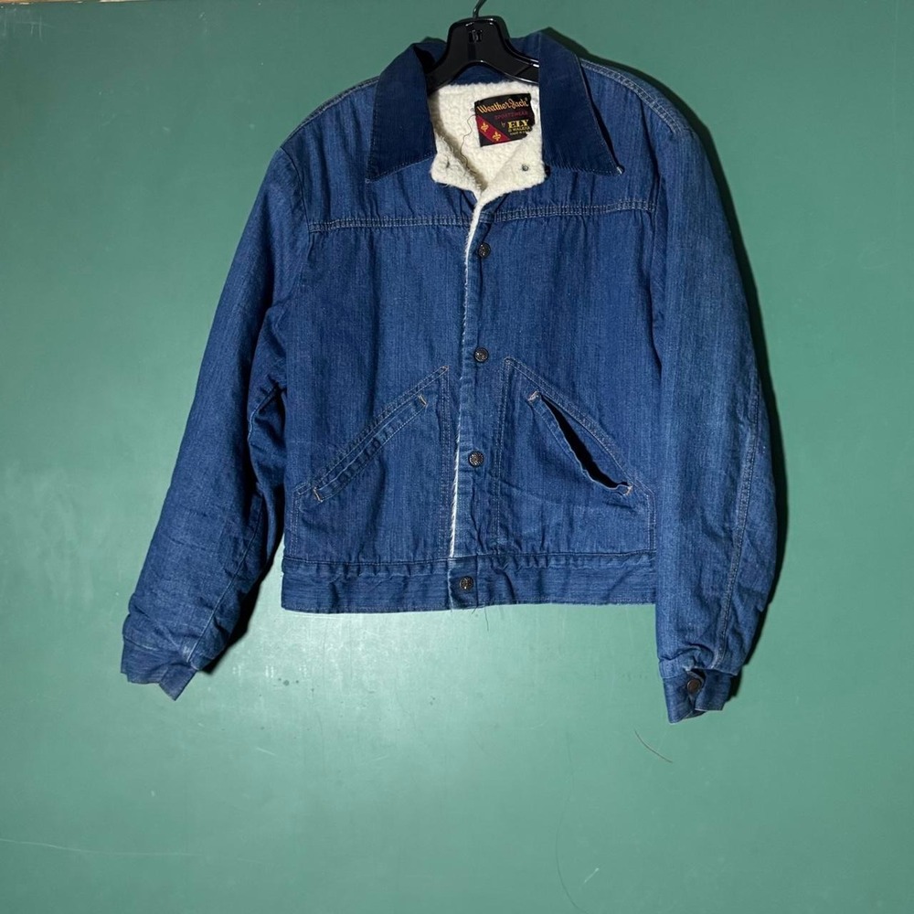 Vintage 70s Weather Jack by Ely Walker Sherpa Lined Denim Jacket Blue Medium
